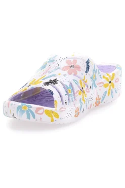 Ciabatte floreali viola multicolor fascia incrociata 2T2L 711