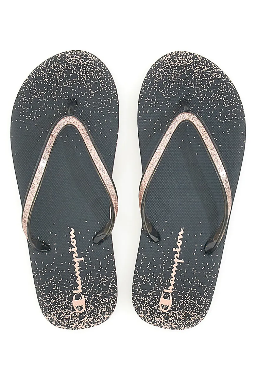 Ciabatte Infradito in Gomma nere con Glitter Champion Sparkling