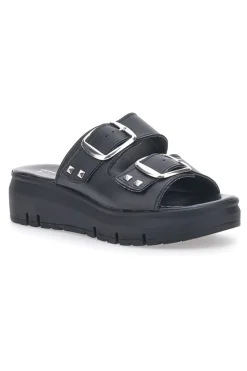 Ciabatte in vera pelle nere con fibbie PITTARELLO LOVE 35801919