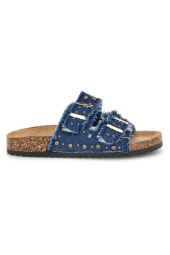 Ciabatte Jeans con borchie e brillantini Me & me 12502