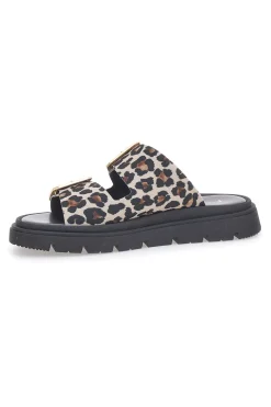 Ciabatte Leopardate Con Doppia Fascia Fibbia Dorata Pittarello Focus 19202