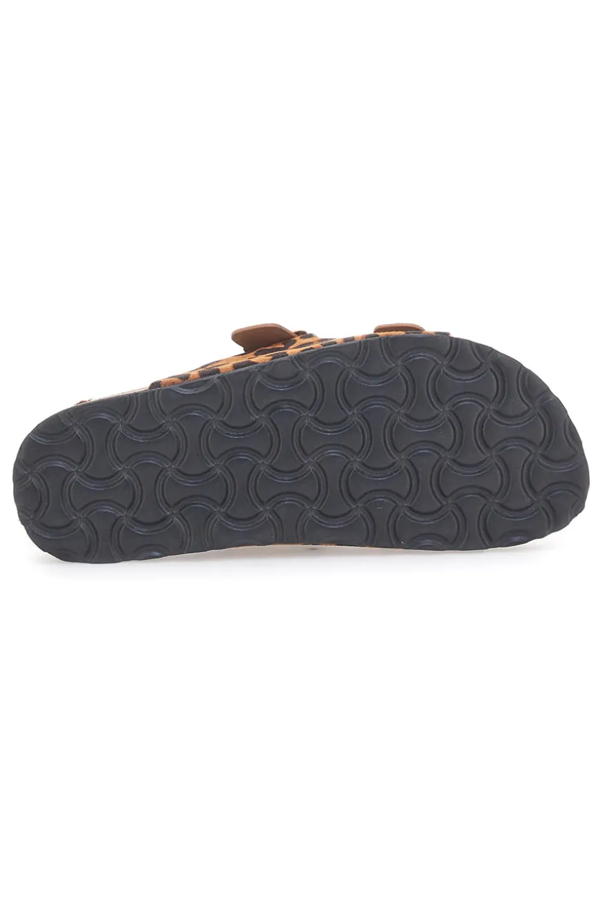 Ciabatte leopardate con doppia fibbia e plantare anatomico PITTARELLO SUN SR007