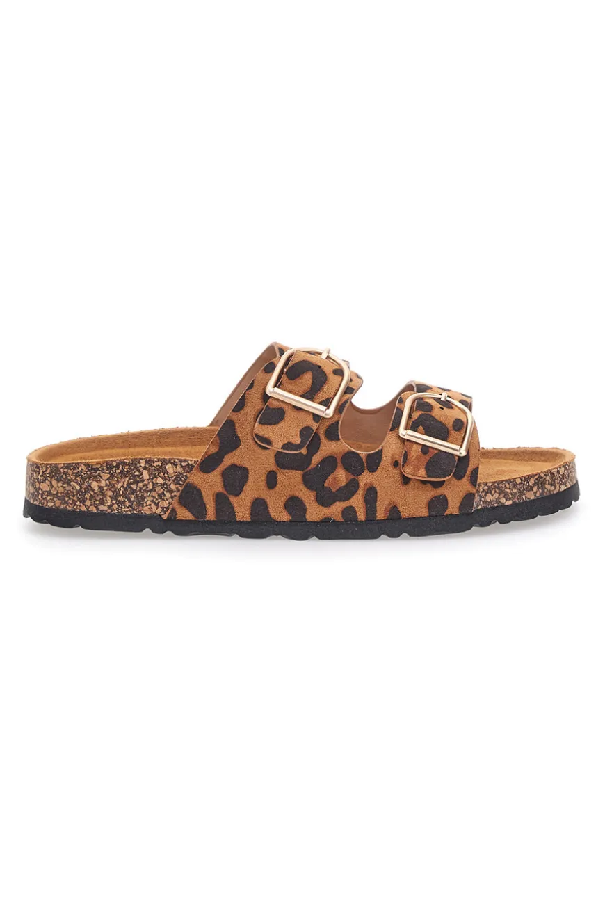 Ciabatte leopardate con doppia fibbia e plantare anatomico PITTARELLO SUN SR007