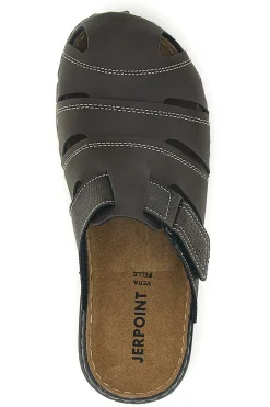 Ciabatte marrone con strappi e sottopiede in vera pelle Jerpoint 616PSSK
