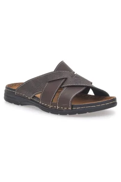Ciabatte marroni con fasce incrociate comfort Jerpoint 609PSSK