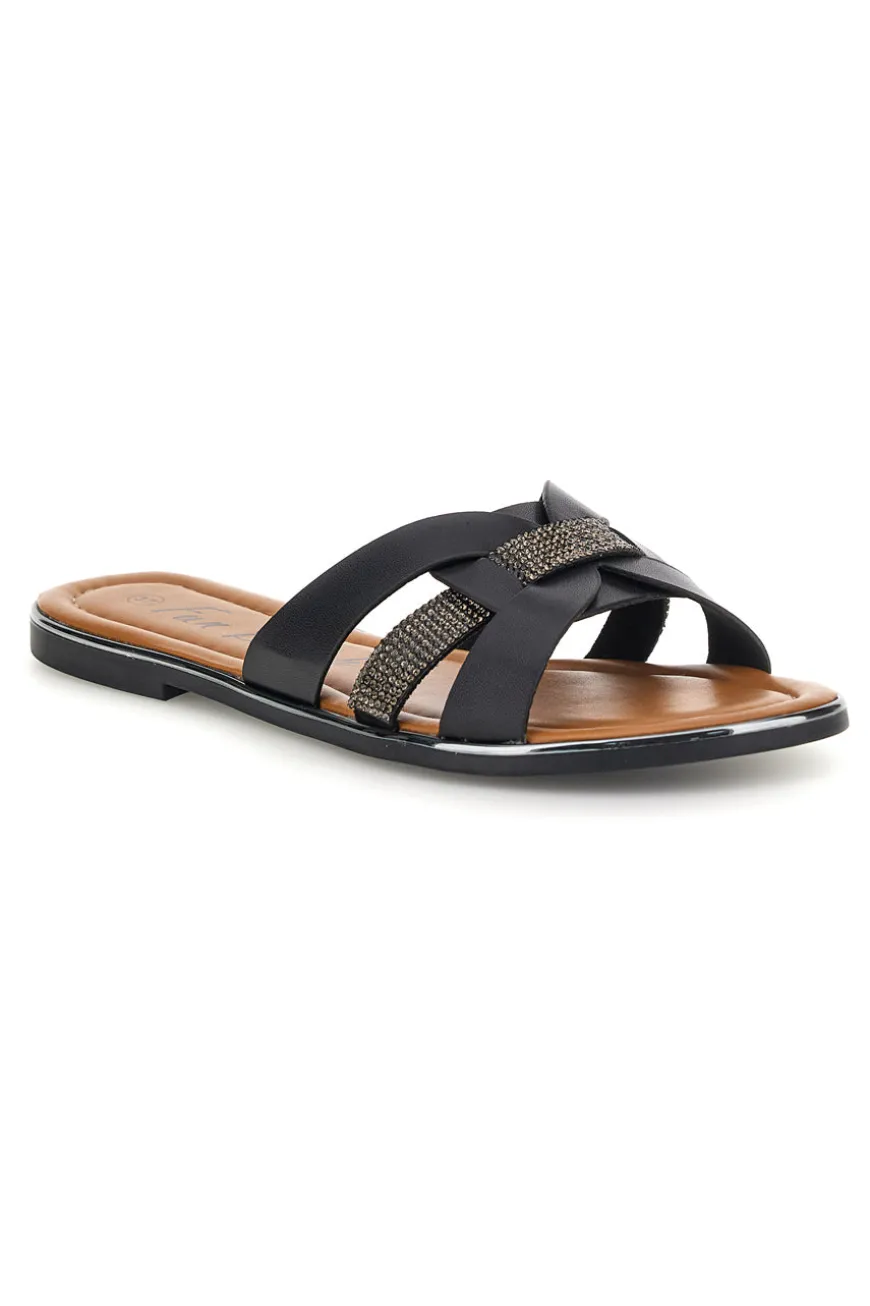 Ciabatte nere con fasce incrociate Fun beach 14217