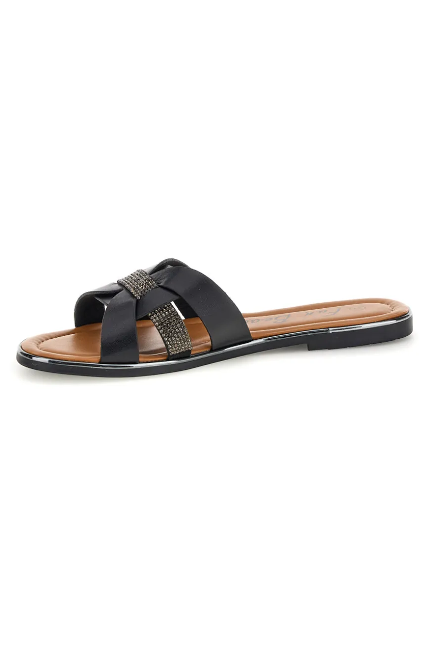 Ciabatte nere con fasce incrociate Fun beach 14217