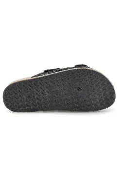 Ciabatte nere con fibbie strass e dettagli ricamati Me & Me 15618