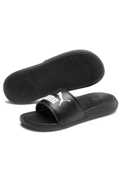 Ciabatte nere con logo bianco Puma Popcat 20 Jr