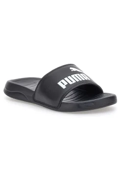 Ciabatte nere con logo bianco Puma Popcat 20 jr