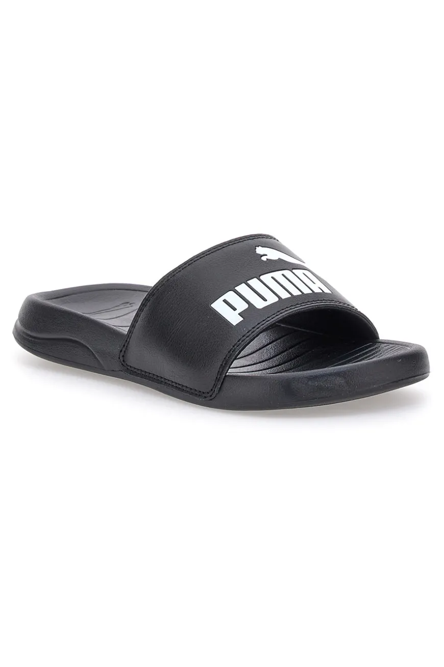 Ciabatte nere con logo bianco Puma Popcat 20 jr