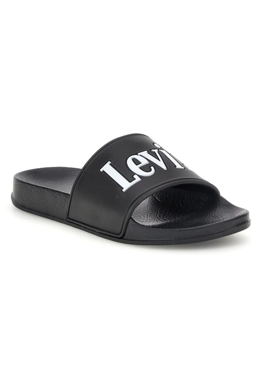 Ciabatte nere con logo Levi's POOL S