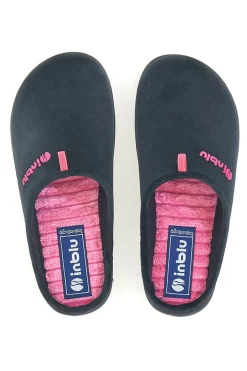 Ciabatte nere con logo rosa e sottopiede imbottito Inblu 37 ET