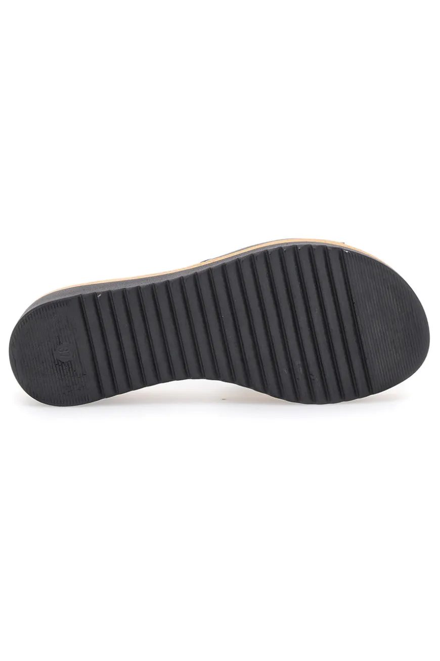 Ciabatte Nere Con Platform e Catenina Argentata Pittarello Love 3456