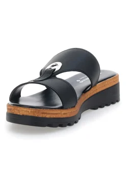 Ciabatte Nere con Tomaia in Pelle e Platform Made in Italy PITTARELLO 241070811