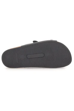 Ciabatte nere doppia fibbia sottopiede in pelle Made in Italy Pittarello Tierra 335A038SR
