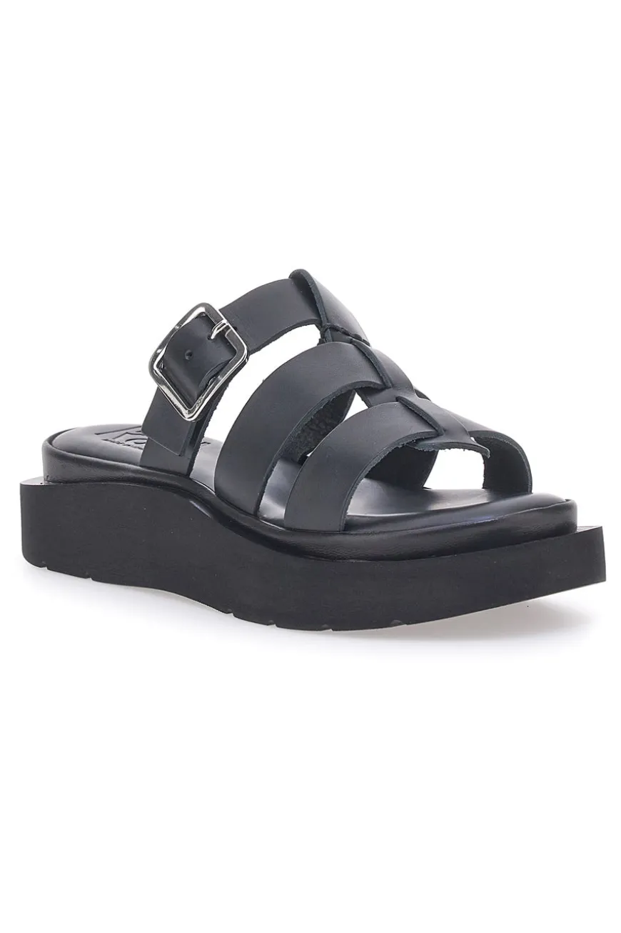 Ciabatte Nere In Pelle Made in Italy Pittarello Rock 5827