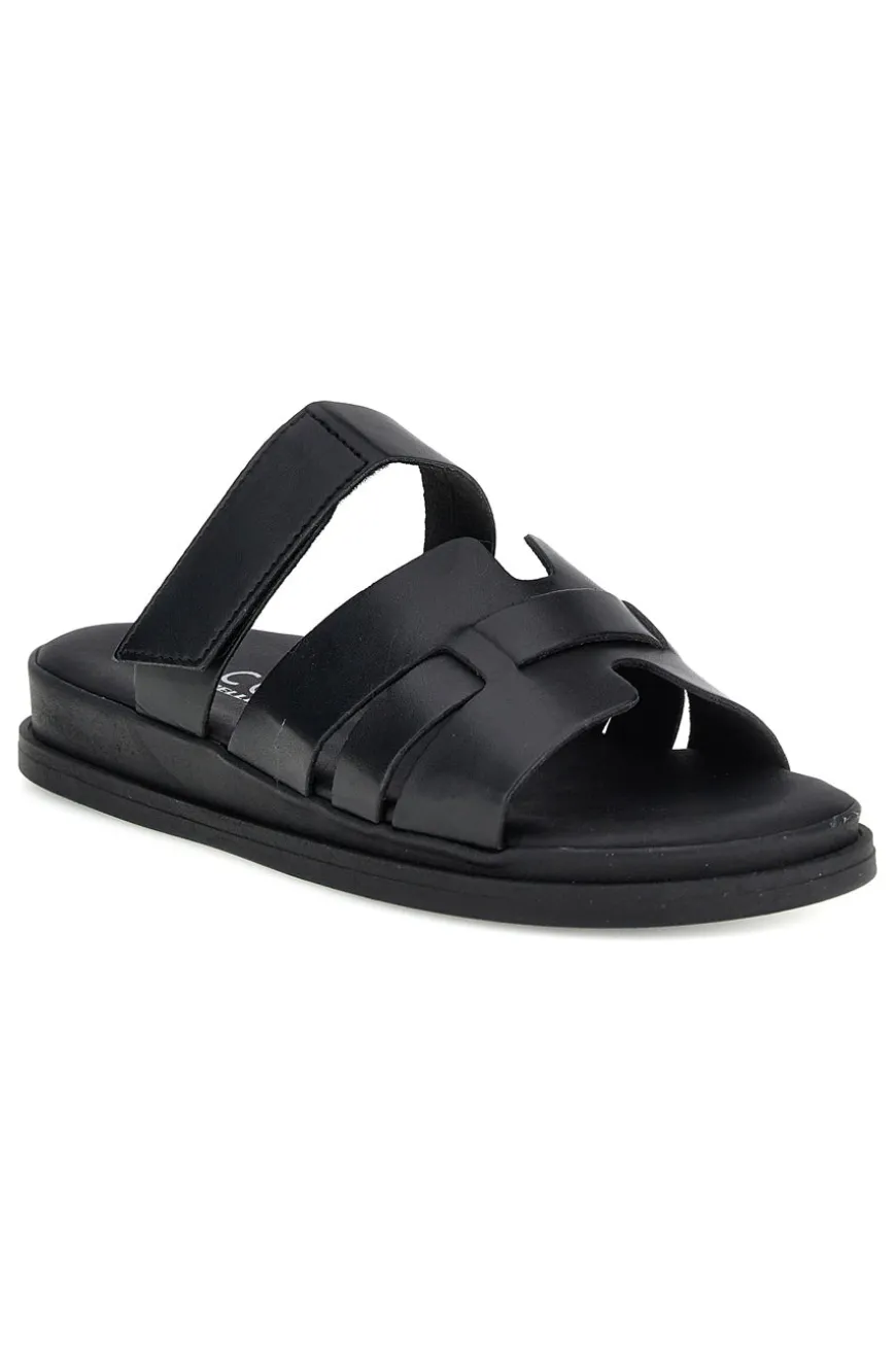 Ciabatte nere in vera pelle con strappo in velcro Pittarello focus 1456531