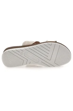 Ciabatte platino con intreccio beige e plantare comfort Linea Comoda 8009R