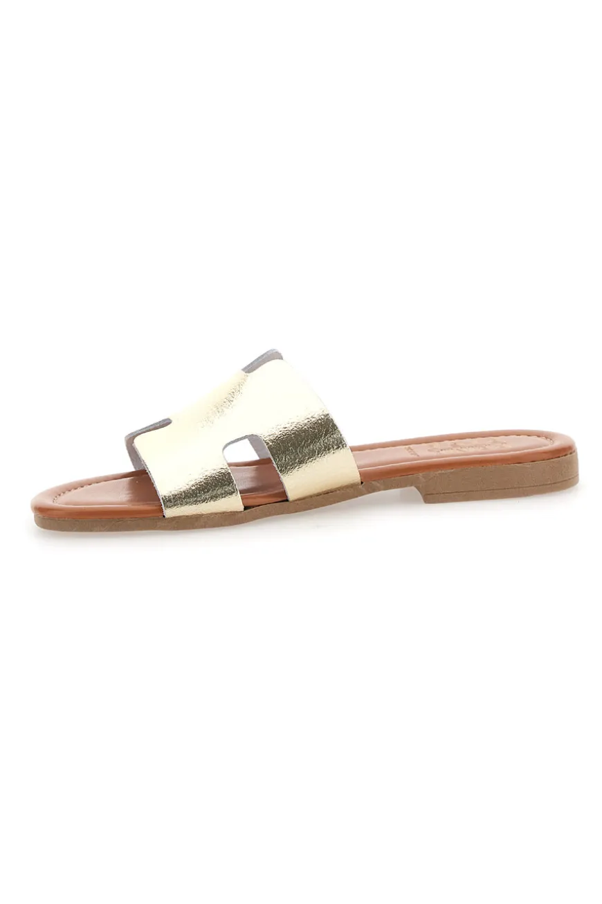 Ciabatte Platino Con Tomaia in Pelle Made in Italy Prima Riga 02