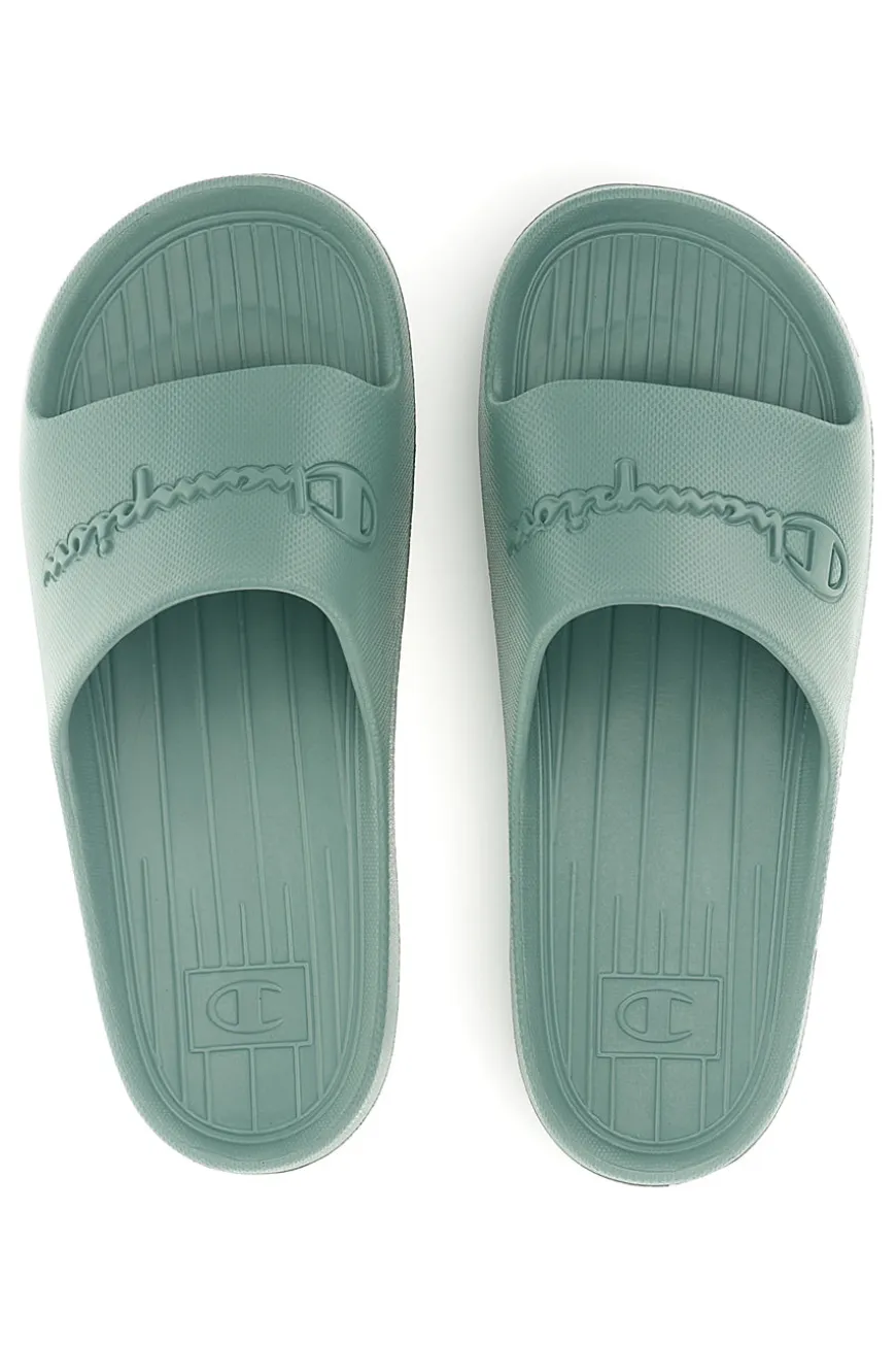 Ciabatte verde acqua con fascia logata Champion Cabana Box Slide