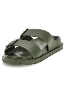Ciabatte verde militare con doppia fibbia 2t2l 72593