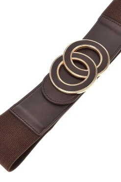 Cintura marrone elastica con fibbia circolare First lady WIS O