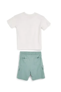 Completo bianco e verde con stampa Explorer Pitt kids PT-B-SE-9009