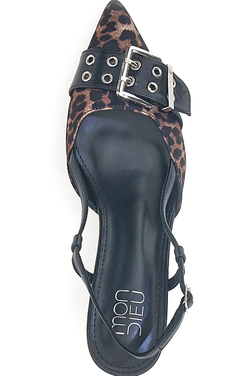 Décolleté Animalier e Nero slingback tacco medio Mon dieu APY22