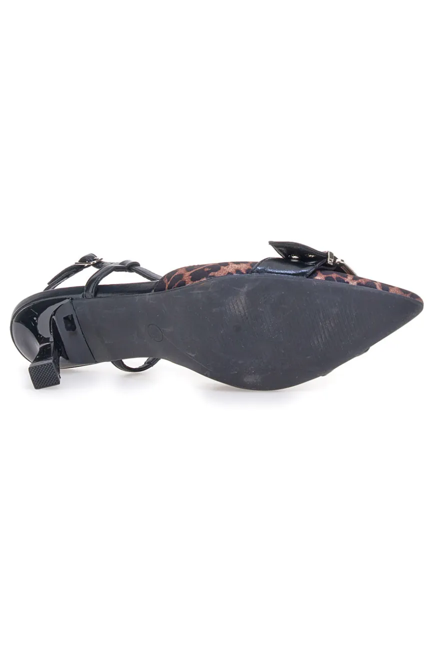 Décolleté Animalier e Nero slingback tacco medio Mon dieu APY22
