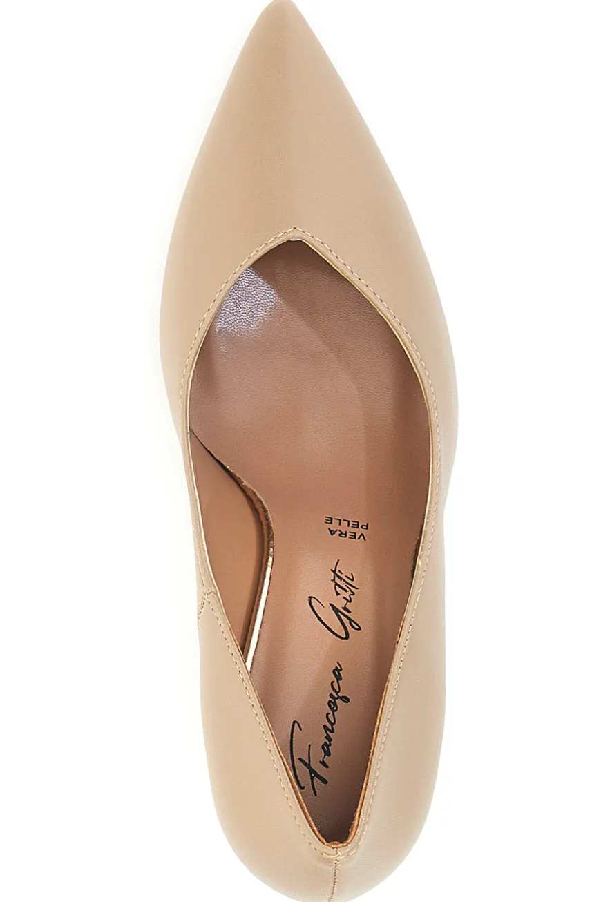 Décolleté beige con tacco a rocchetto Francesca gritti 3354