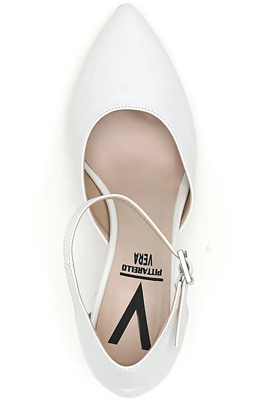 Décolleté bianche con cinturino alla caviglia Made in Italy Pittarello Vera 4781