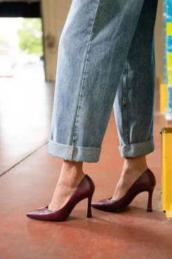 Décolleté bordeaux in vera pelle con tacco rocchetto Francesca Gritti 157