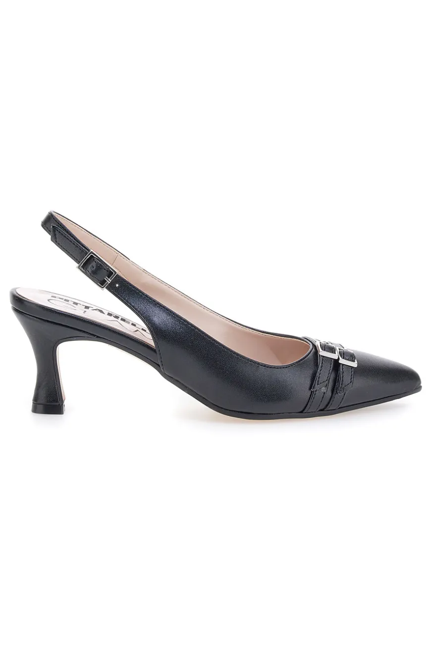 Décolleté da donna nero con fibbie slingback Pittarello Glam 34388