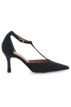 Décolleté nere con cinturino effetto scamosciato e cavallino Pittarello glam 3870