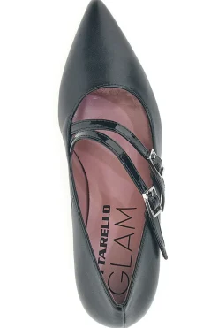 Décolleté nere con doppi cinturini lucidi Pittarello glam 64362