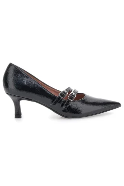 Décolleté nere con punta affusolata e doppia fibbia Pittarello glam 3854R