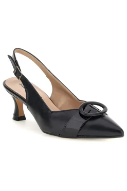 Décolleté nere in vera pelle con fibbia decorativa Francesca Gritti P0501