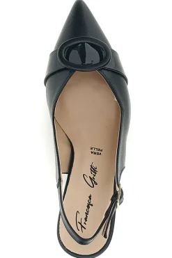 Décolleté nere in vera pelle con fibbia decorativa Francesca Gritti P0501