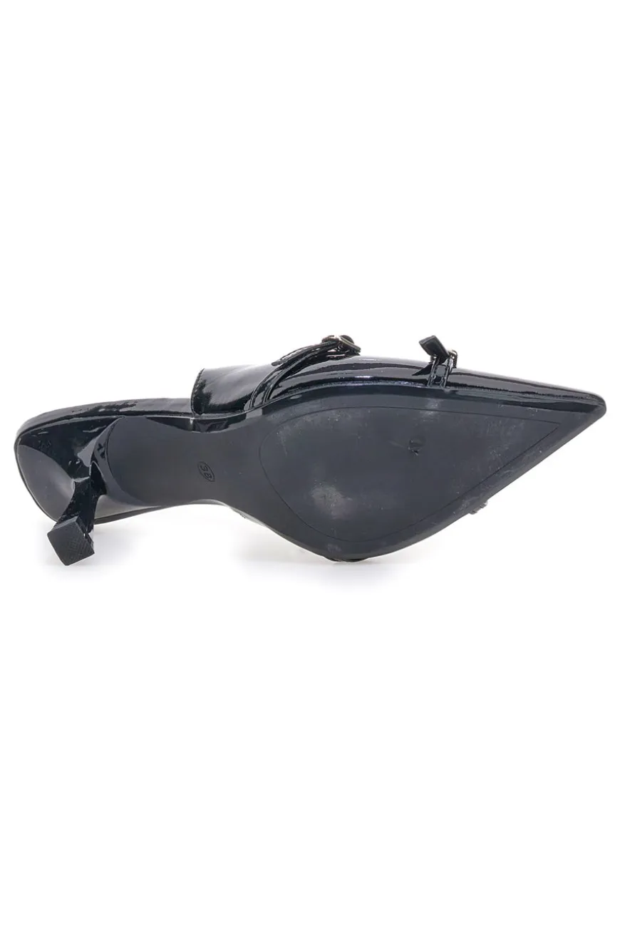 Décolleté Nero effetto vernice slingback con cinturini Mon dieu CMJ2405315