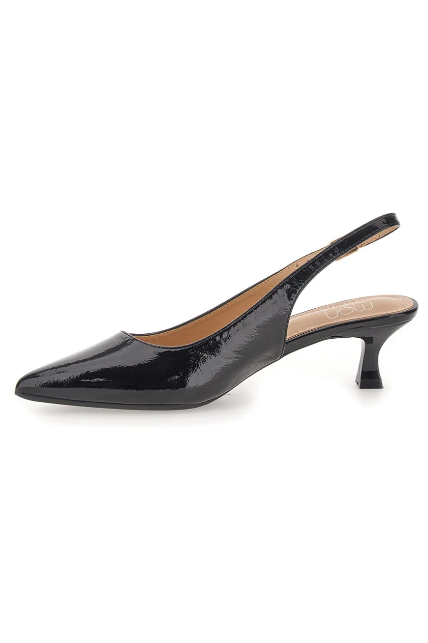 Décolleté Nero vernice slingback tacco medio Mon dieu FDS246C