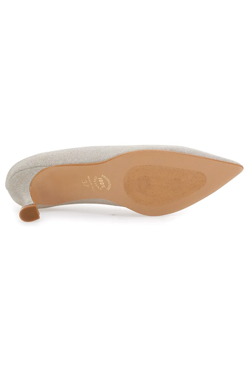 Décolleté platino glitter con tacco basso Pittarello Romantic 5360
