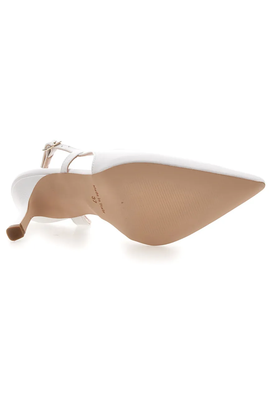 Décolleté slingback bianca con tacco Pittarello Glam 3997