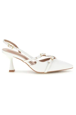 Décolleté slingback bianche con cinturini First lady P655