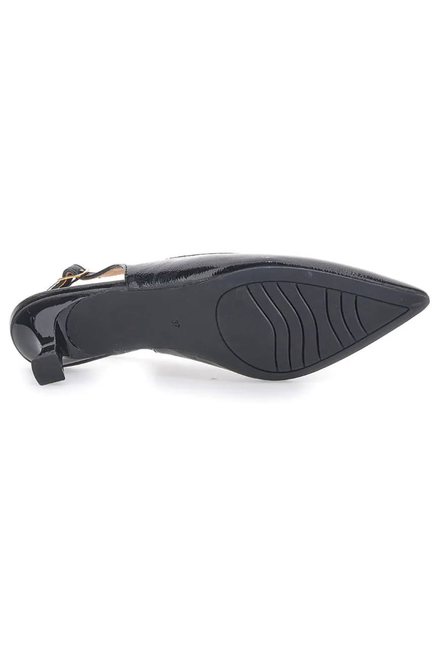 Dècolletè slingback in vernice nera MON DIEU FDS246C