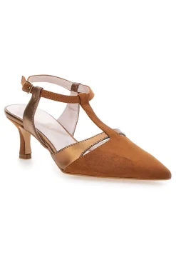 Décolleté slingback marrone con cinturino Made in Italy Pittarello Glam 4003