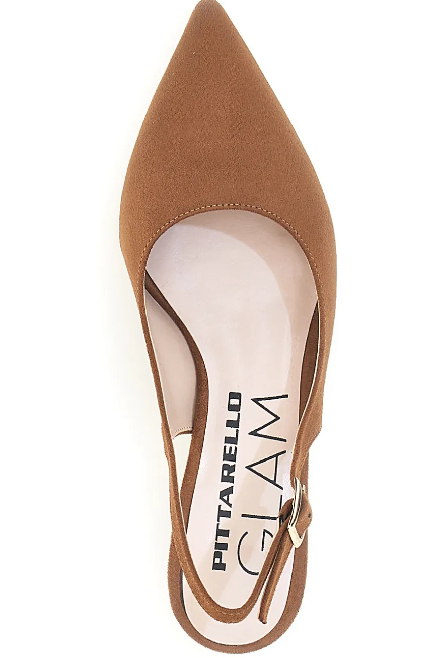 Décolleté slingback marrone con cinturino Pittarello Glam 3123