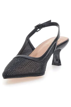 Décolleté slingback nere con strass e tacco basso Mon Dieu 632