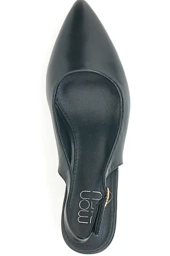 Décolleté Slingback Nere con Tacco con Dettaglio Effetto Cromato Mon Dieu DQ50233