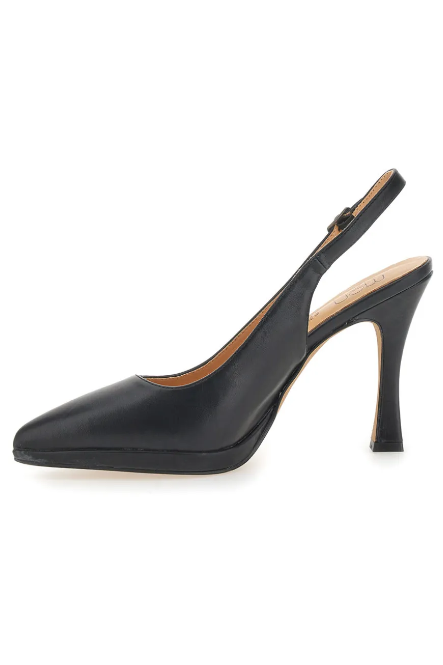Décolleté Slingback Nere Eleganti con Tacco Alto Mon Dieu 1929Q35
